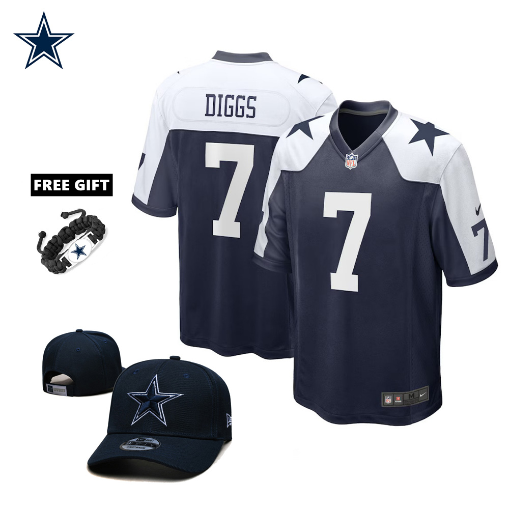🔥Combo Sale - Dallas Cowboys Trevon Diggs Nike Navy Game Jersey & New Era Navy Main 9FIFTY Adjustable Hat