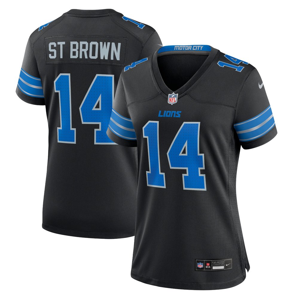 Women's Detroit Lions #14 Amon-Ra St. BrownBlack 2nd Alternate Game Jersey