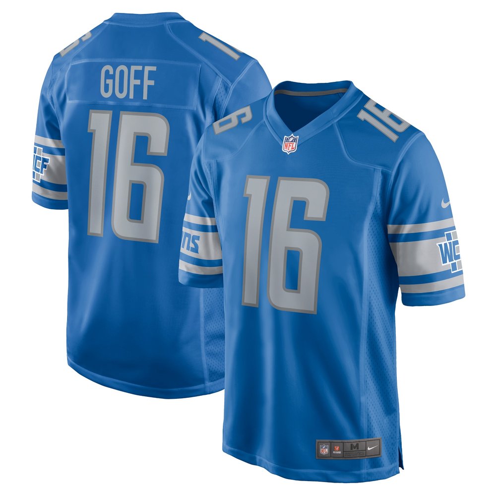 Men's Detroit Lions #16 Jared GoffBlue Game Jersey