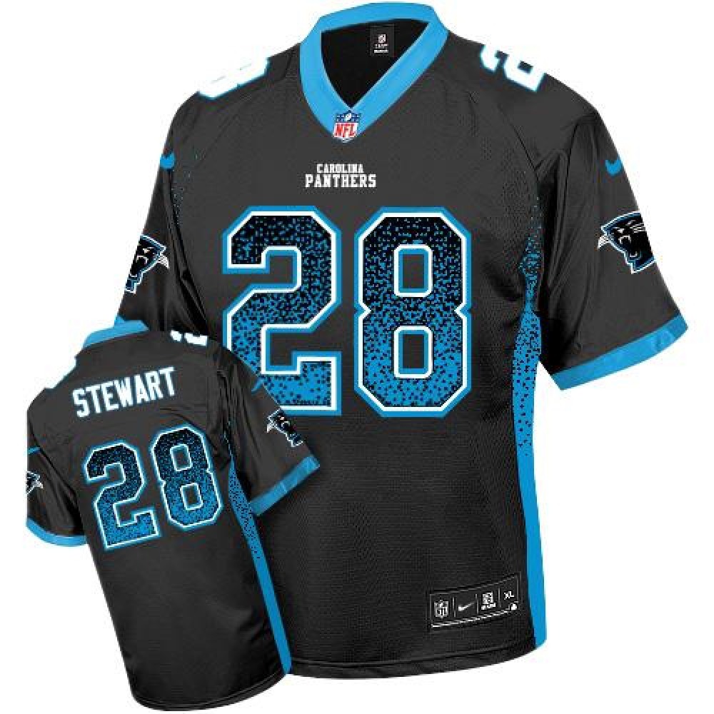 Panthers #28 Jonathan Stewart Black Team Color Youth Stitched NFL Elite Drift Fashion Jersey
