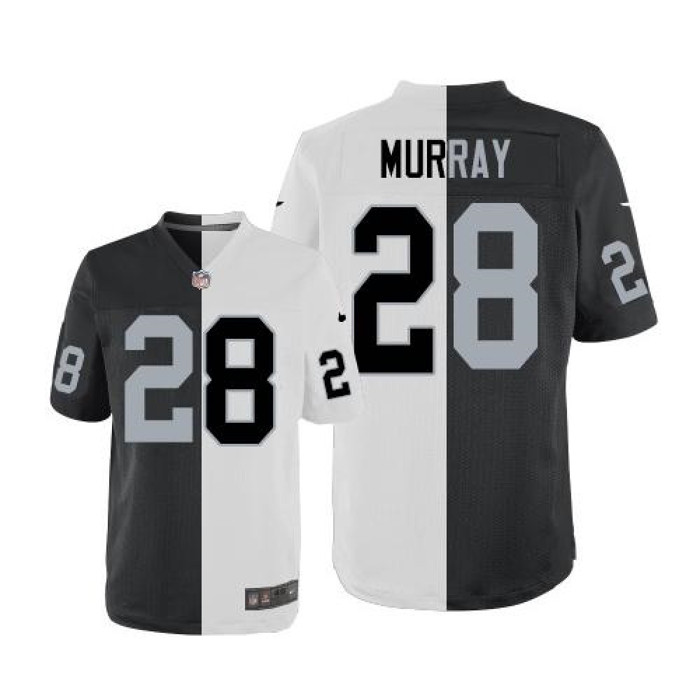 Raiders #28 Latavius Murray White/Black Men's Stitched NFL Elite Split Jersey