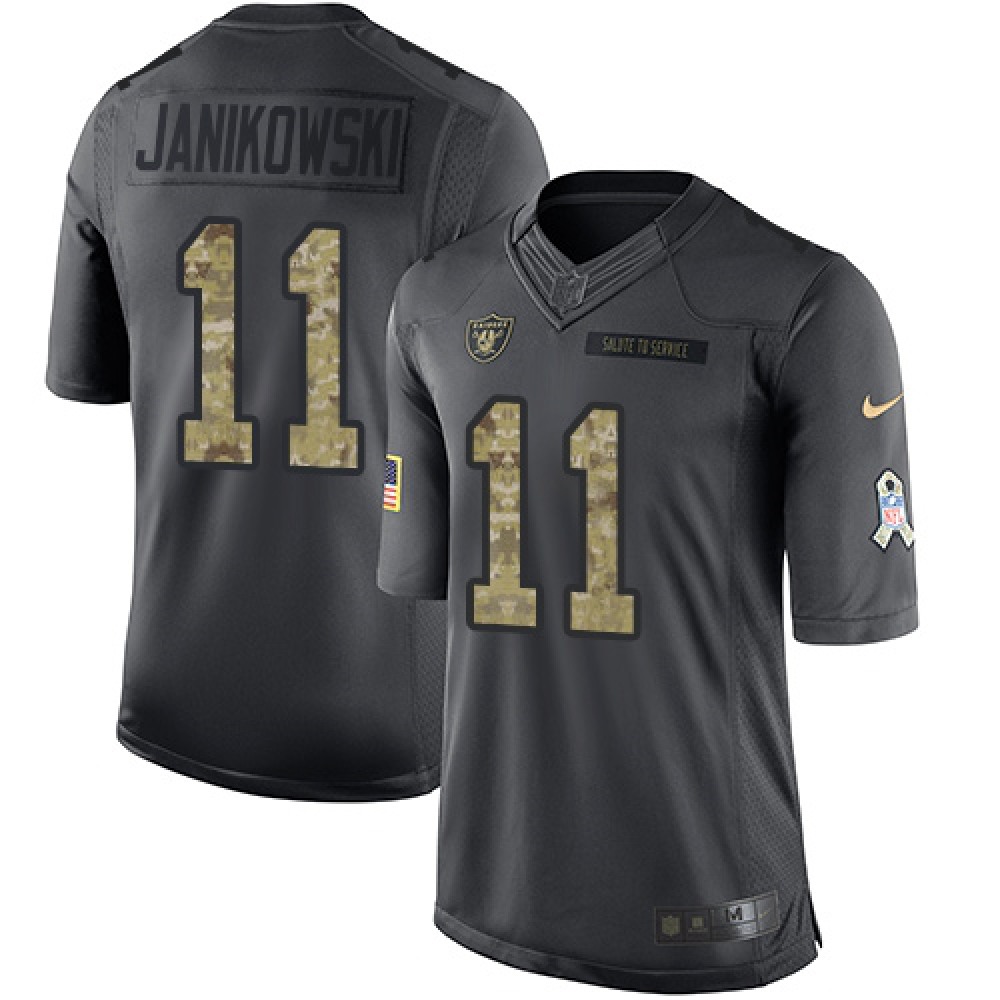 Raiders #11 Sebastian Janikowski Black Men's Stitched NFL Limited 2016 Salute To Service Jersey