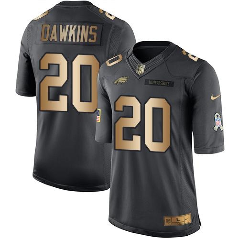 Eagles #20 Brian Dawkins Black Men's Stitched NFL Limited Gold Salute To Service Jersey