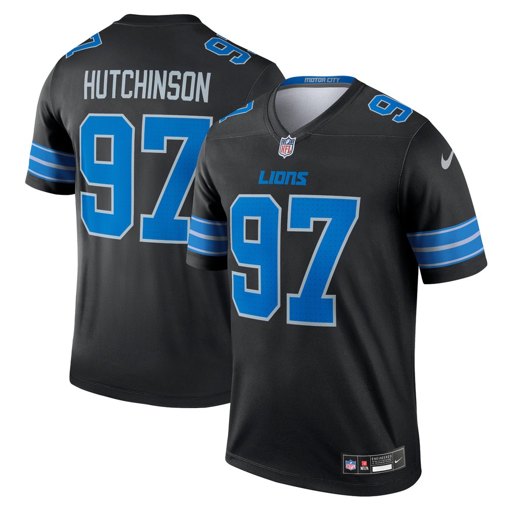 Men's Detroit Lions #97 Aidan HutchinsonBlack Legend Jersey