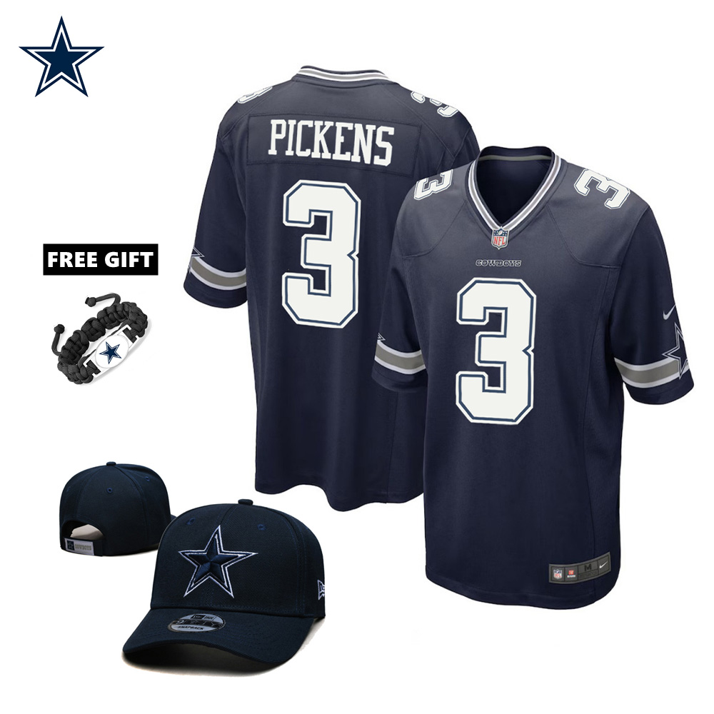 🔥Combo Sale - Dallas Cowboys George Pickens Nike Navy Game Jersey & New Era Navy Main 9FIFTY Adjustable Hat
