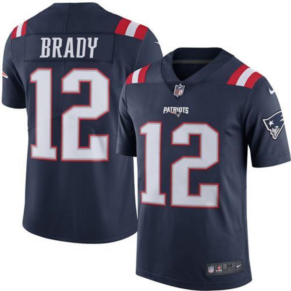 Patriots #12 Tom Brady Navy Blue Youth Stitched NFL Limited Rush Jersey
