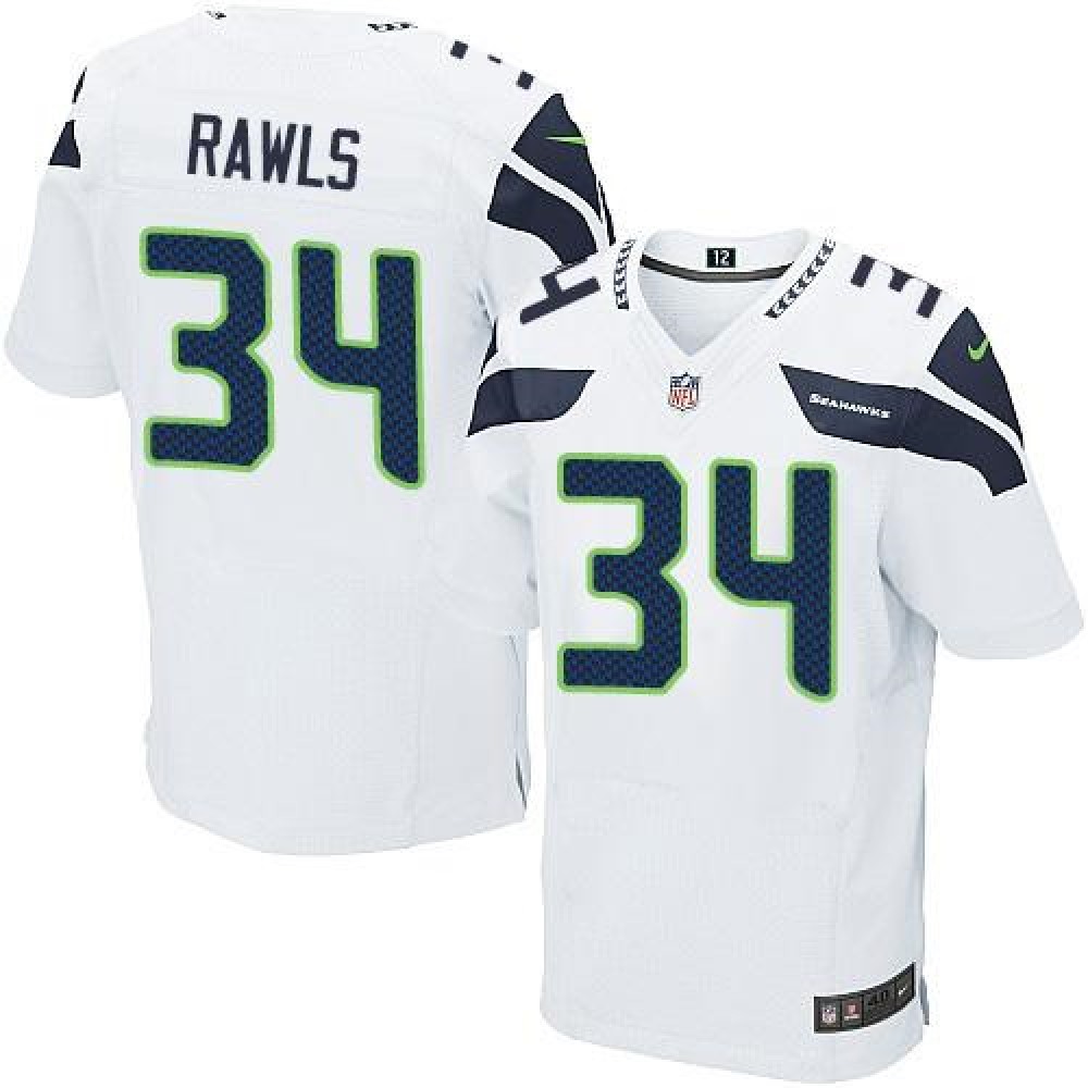 Seahawks #34 Thomas Rawls White Men's Stitched NFL Elite Jersey