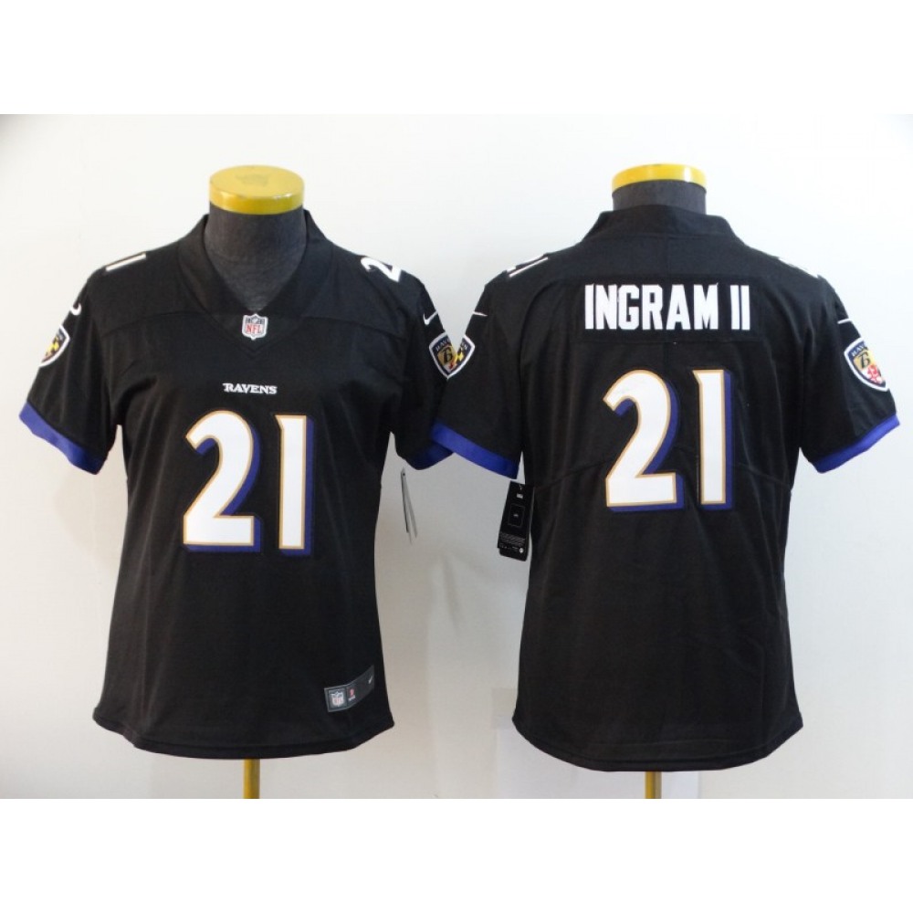 Women's Baltimore Ravens #21 Mark Ingram II Black Vapor Untouchable Limited NFL Jersey(Run Small)