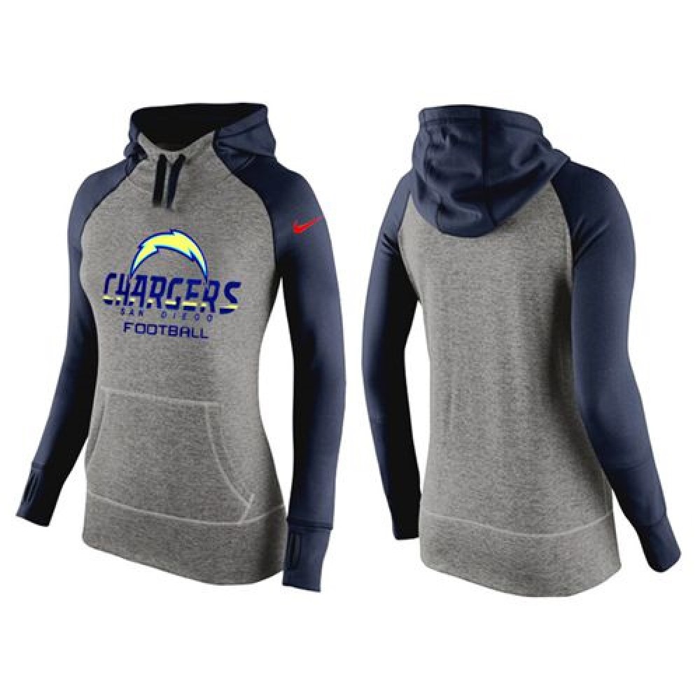 Women'sSan Diego Chargers Performance Hoodie Grey & Dark Blue