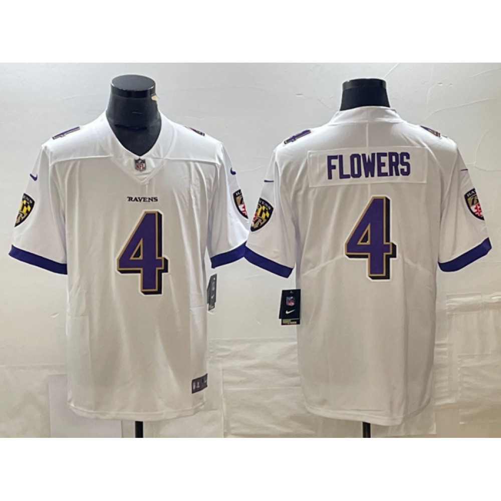 Men's Baltimore Ravens #4Zay Flowers White Vapor Untouchable Football Jersey
