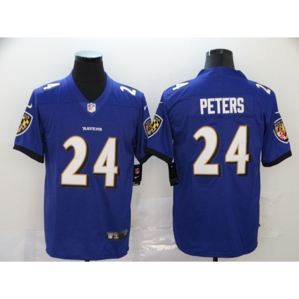 Men's Baltimore Ravens #24 Marcus Peters Purple Vapor Untouchable NFLJersey