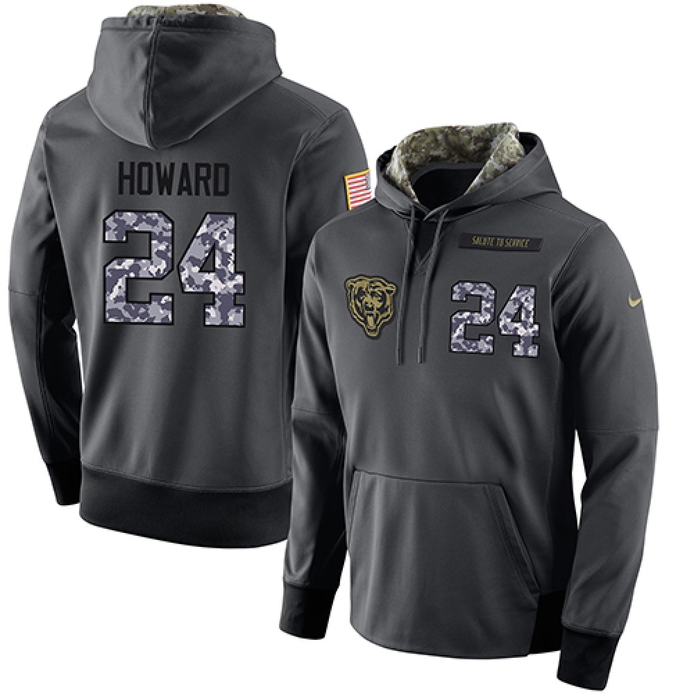 NFL Men'sChicago Bears #24 Jordan Howard Stitched Black Anthracite Salute to Service Player Performance Hoodie