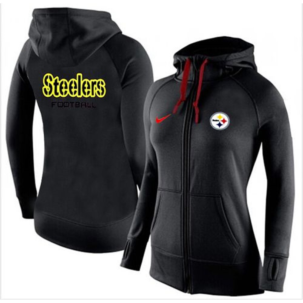Women'sPittsburgh Steelers Full-Zip Performance Hoodie Black_1