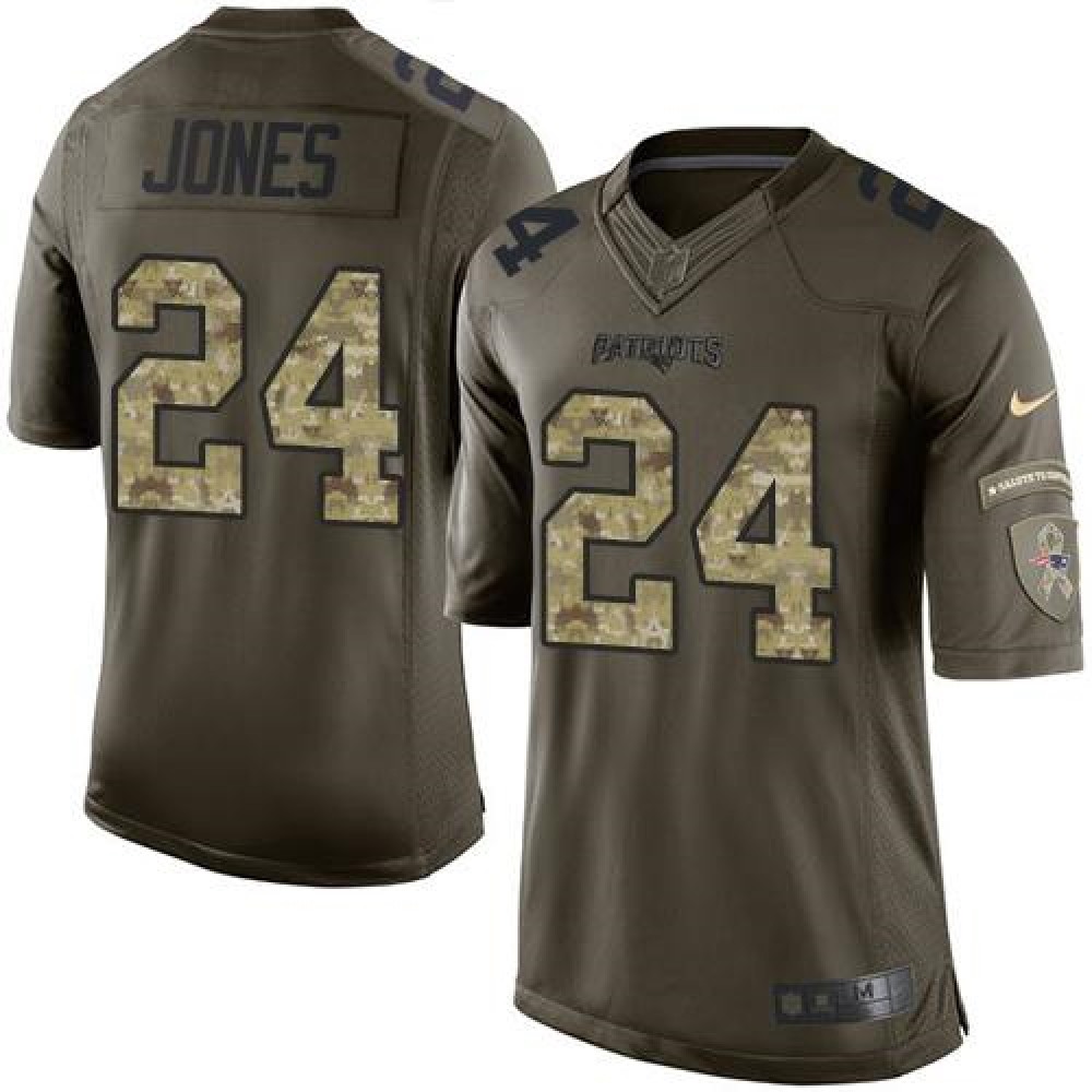 Patriots #24 Cyrus Jones Green Men's Stitched NFL Limited Salute to Service Jersey