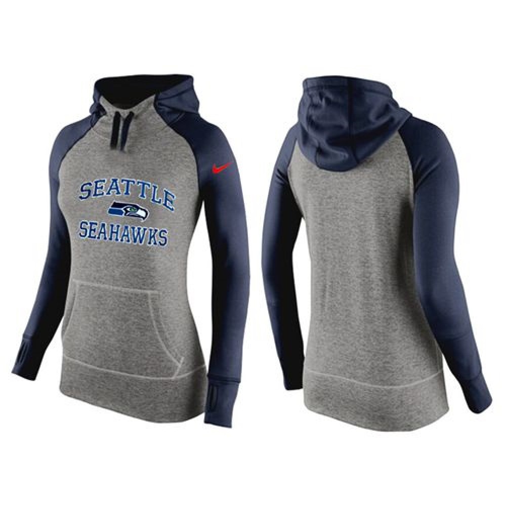 Women'sSeattle Seahawks Performance Hoodie Grey & Dark Blue_2