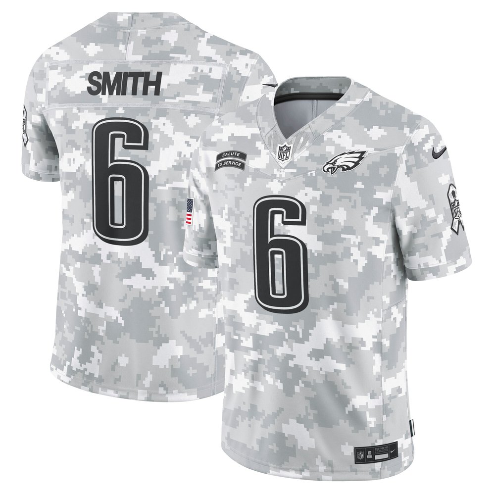 Men's Philadelphia Eagles #6 DeVonta SmithArctic Camo 2024 Salute to Service Limited Jersey