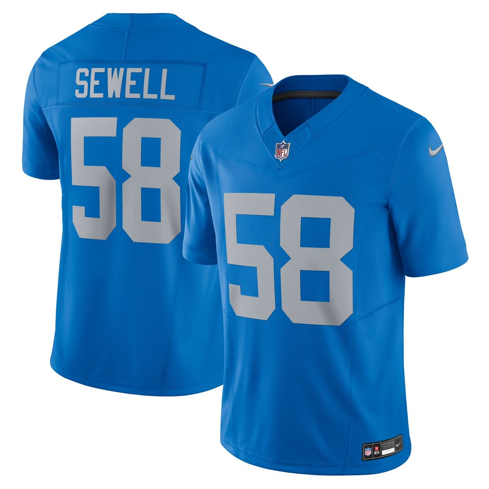 Men's Detroit Lions #58 Penei SewellBlue Vapor F.U.S.E. Alternate Limited Jersey