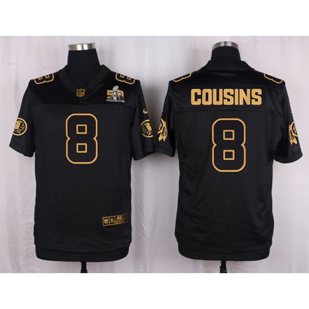 Redskins #8 Kirk Cousins Black Men's Stitched NFL Elite Pro Line Gold Collection Jersey