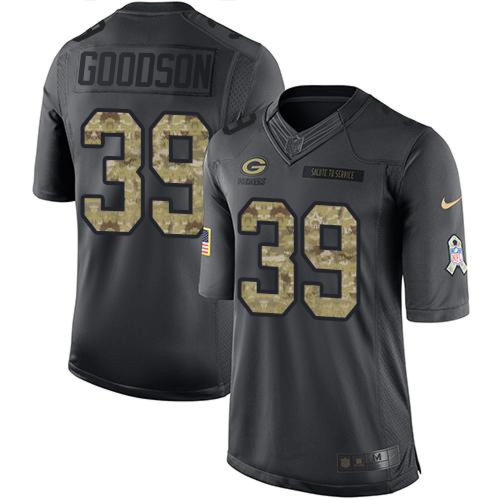 Packers #39 Demetri Goodson Black Men's Stitched NFL Limited 2016 Salute To Service Jersey