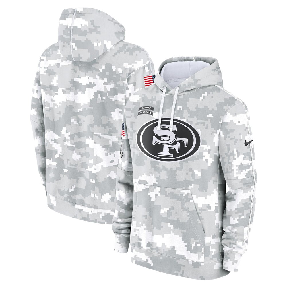 Youth San Francisco 49ersWhite/Gray 2024 Salute To Service Pullover Hoodie