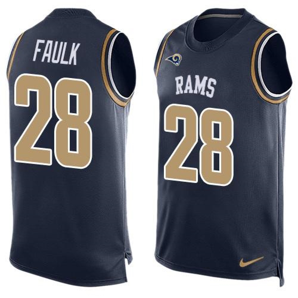 Rams #28 Marshall Faulk Navy Blue Team Color Men's Stitched NFL Limited Tank Top Jersey