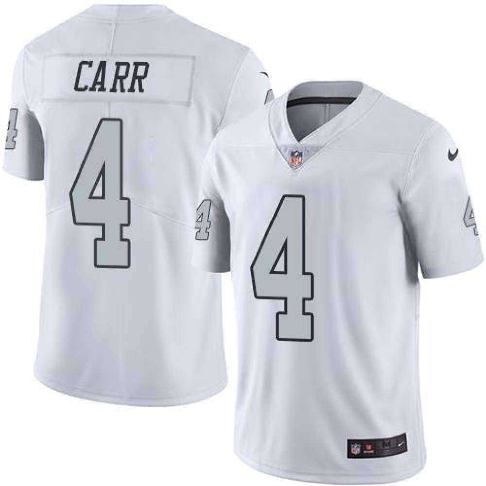 Raiders #4 Derek Carr White Youth Stitched NFL Limited Rush Jersey
