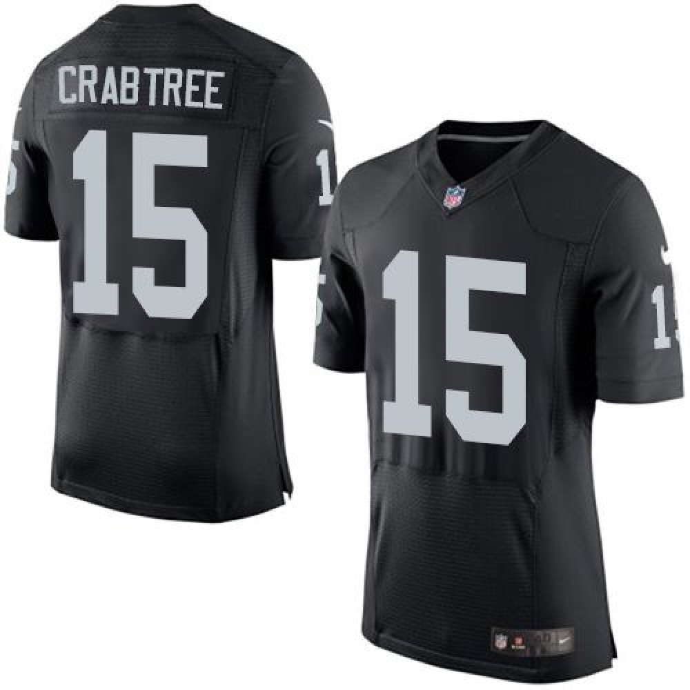 Raiders #15 Michael Crabtree Black Team Color Men's Stitched NFL New Elite Jersey