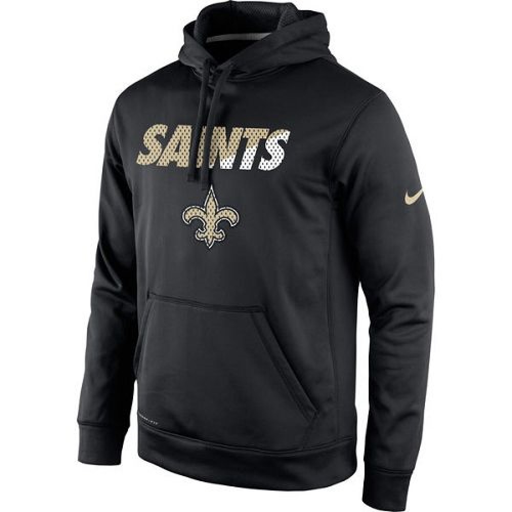 Men's New Orleans SaintsBlack Kick Off Staff Performance Pullover Hoodie