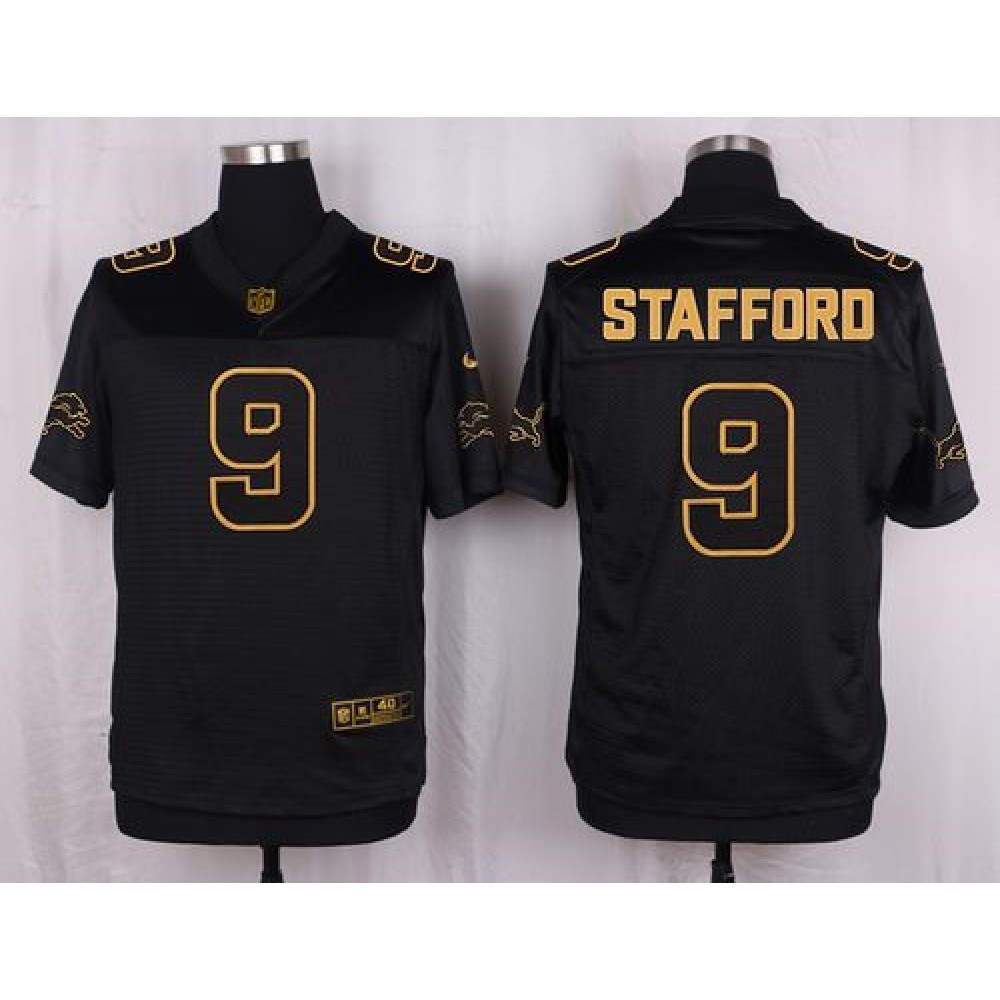 Lions #9 Matthew Stafford Black Men's Stitched NFL Elite Pro Line Gold Collection Jersey