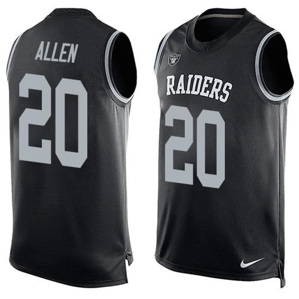 Raiders #20 Nate Allen Black Team Color Men's Stitched NFL Limited Tank Top Jersey