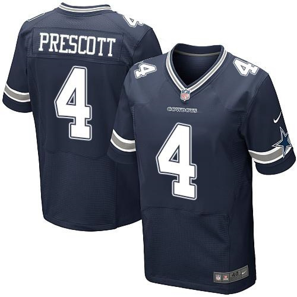 Cowboys #4 Dak Prescott Navy Blue Team Color Men's Stitched NFL Elite Jersey