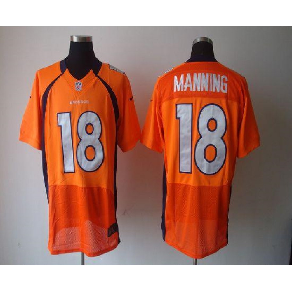 Broncos #18 Peyton Manning Orange Team Color Men's Stitched NFL Elite Jersey