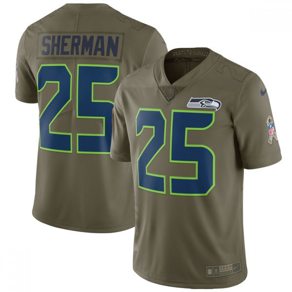 YouthSeattle Seahawks #25 Richard Sherman Olive Salute To Service Limited Stitched NFL Jersey