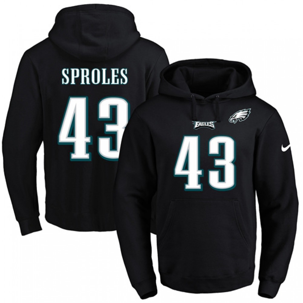 Eagles #43 Darren Sproles Black Name & Number Pullover NFL Hoodie