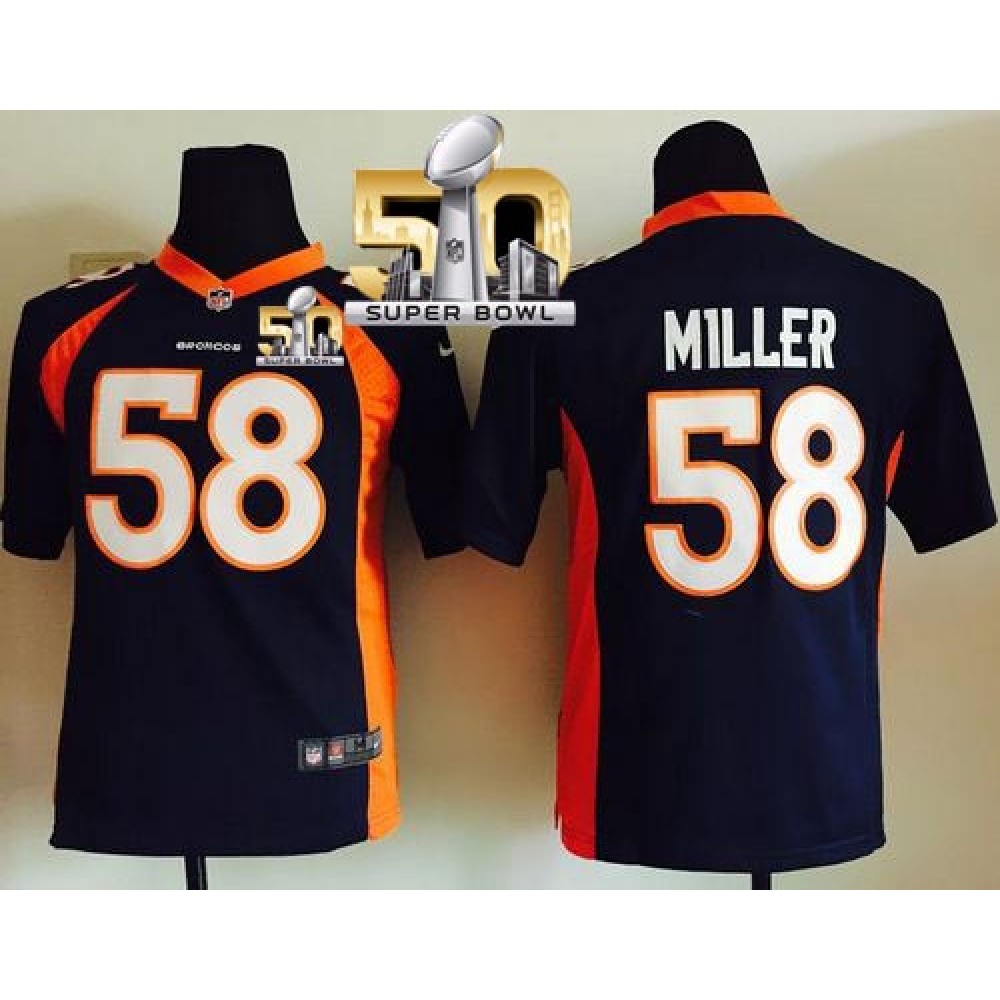 Broncos #58 Von Miller Blue Alternate Super Bowl 50 Youth Stitched NFL Elite Jersey