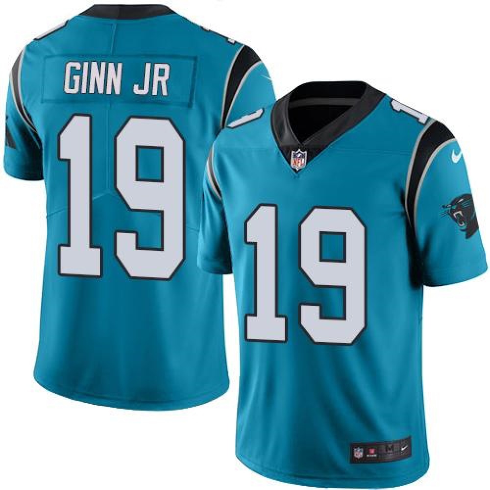 Panthers #19 Ted Ginn Jr Blue Youth Stitched NFL Limited Rush Jersey