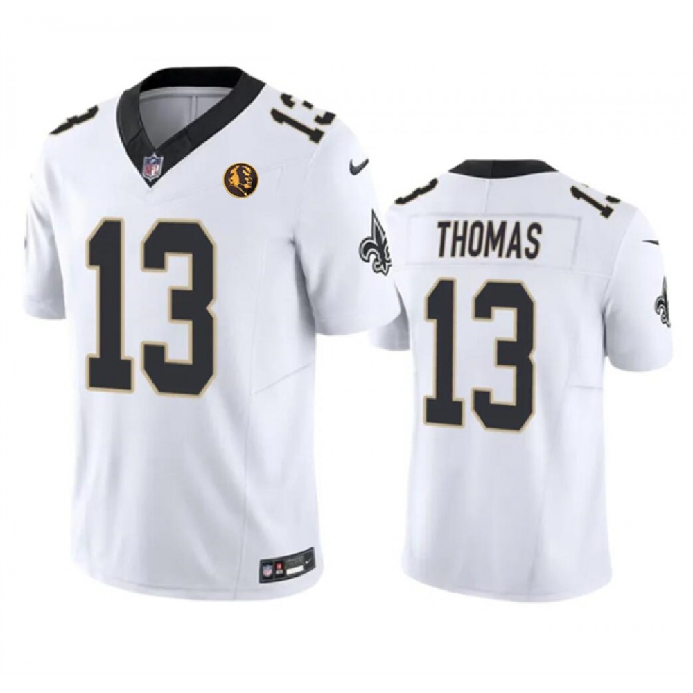 Men's New Orleans Saints #13 Michael Thomas White 2023 F.U.S.E. With John Madden Patch Vapor Limited Stitched Football Jersey