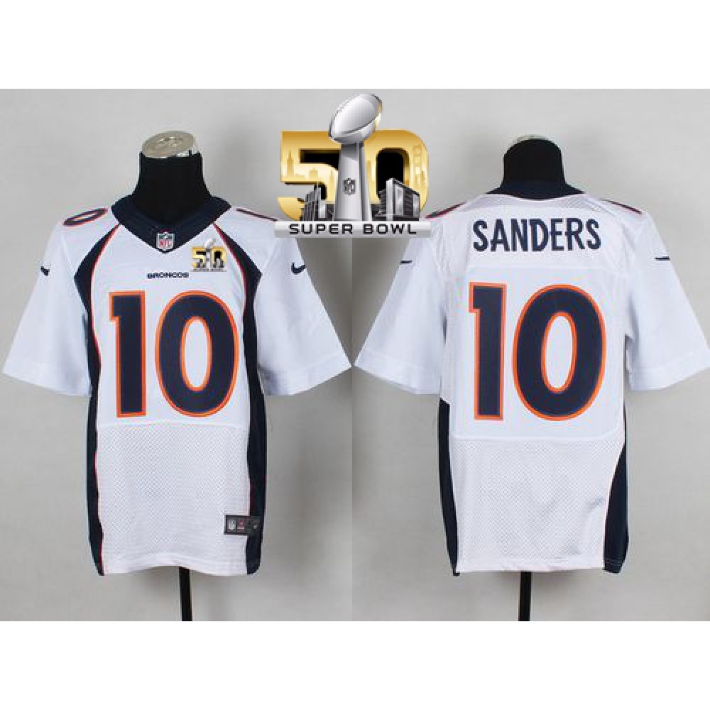 Broncos #10 Emmanuel Sanders White Super Bowl 50 Men's Stitched NFL New Elite Jersey