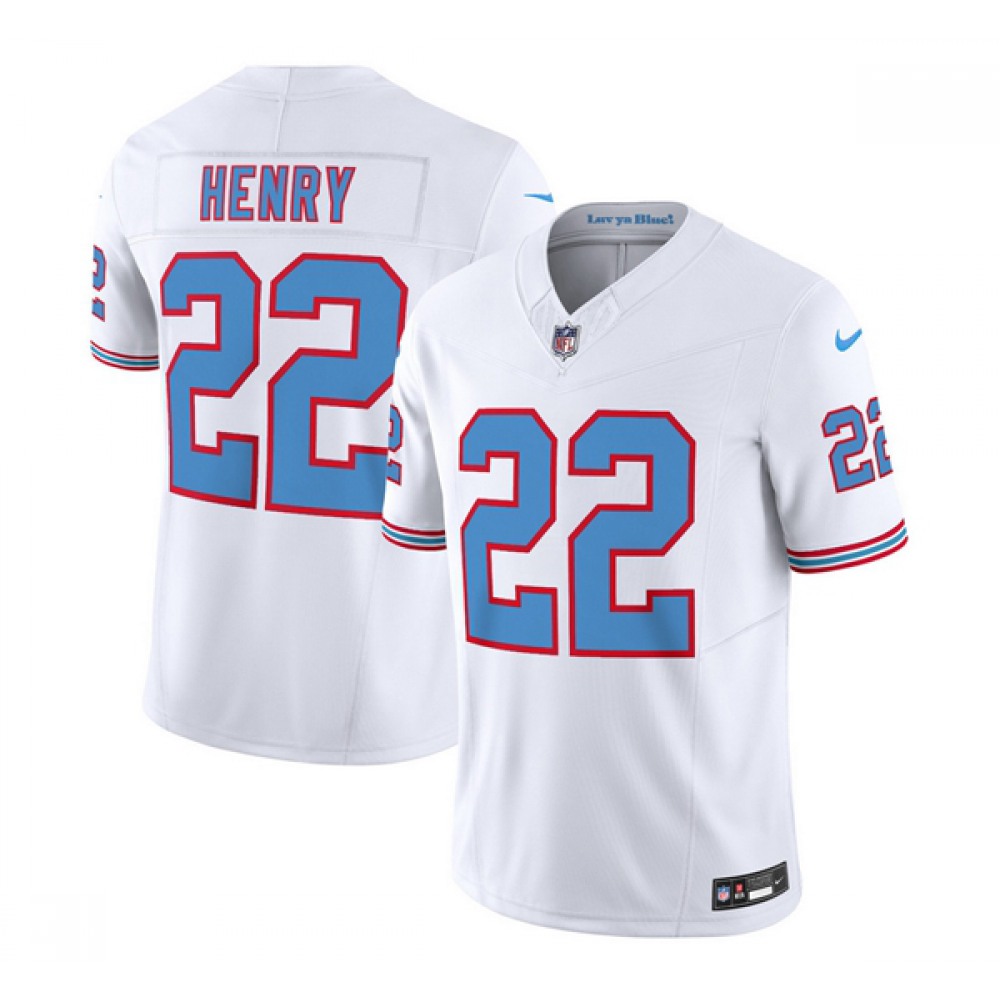 Men's Tennessee Titans #22 Derrick Henry White 2023 F.U.S.E. Vapor Limited Throwback Stitched Football Jersey
