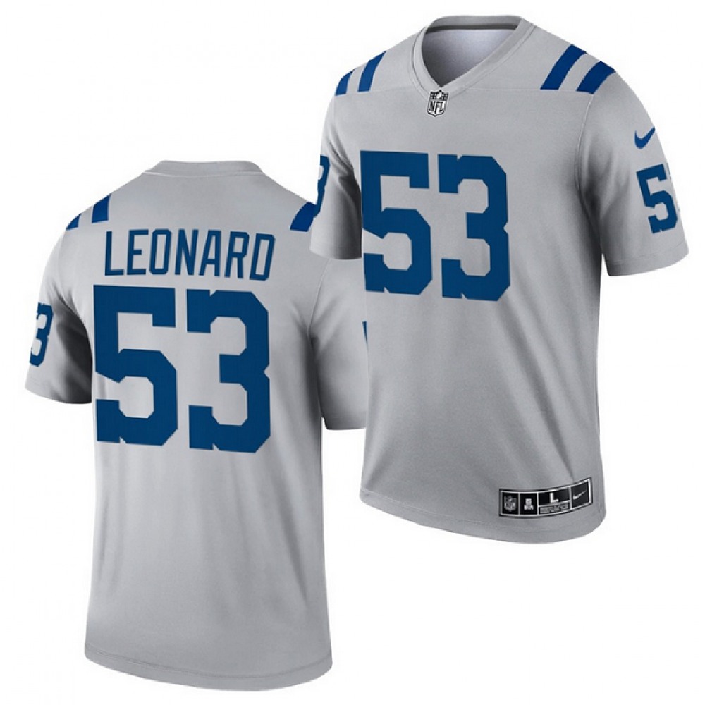 Men's Indianapolis Colts #53 Darius Leonard Gray Inverted Legend Stitched Football Jersey