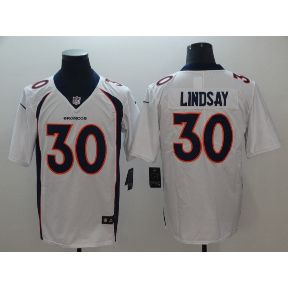 Men's Denver Broncos #30 Phillip Lindsay White Vapor Untouchable Limited Stitched NFL Jersey