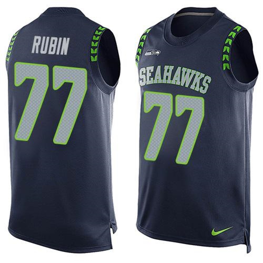 Seahawks #77 Ahtyba Rubin Steel Blue Team Color Men's Stitched NFL Limited Tank Top Jersey
