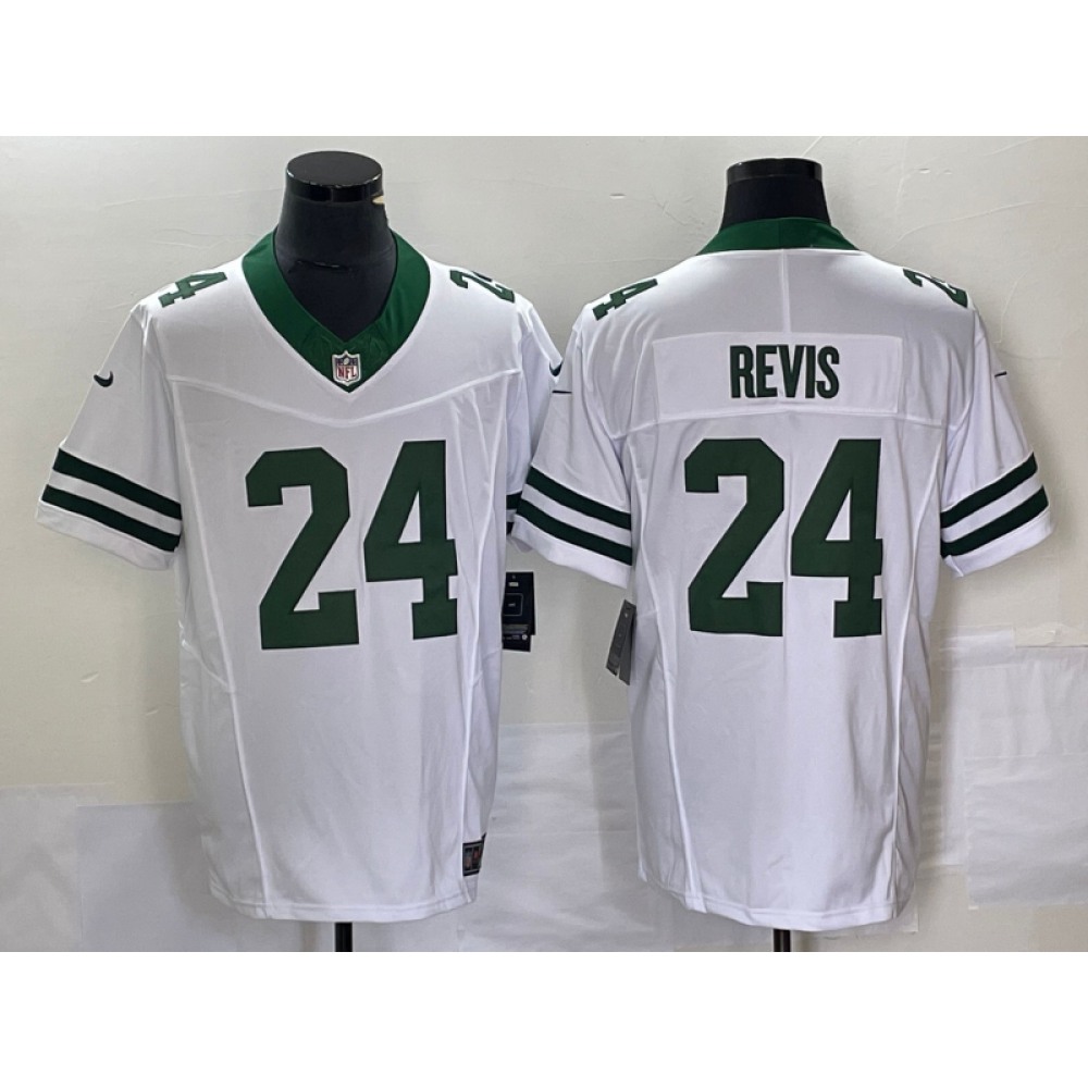 Men's New York Jets #24 Darrelle Revis White 2023 F.U.S.E. Vapor Limited Throwback Stitched Football Jersey