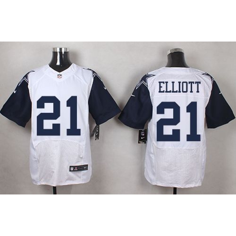 Cowboys #21 Ezekiel Elliott White Men's Stitched NFL Elite Rush Jersey