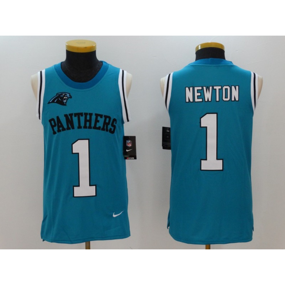 Men'sCarolina Panthers #1 Cam Newton Blue Alternate Stitched NFL Limited Rush Tank Top Jersey