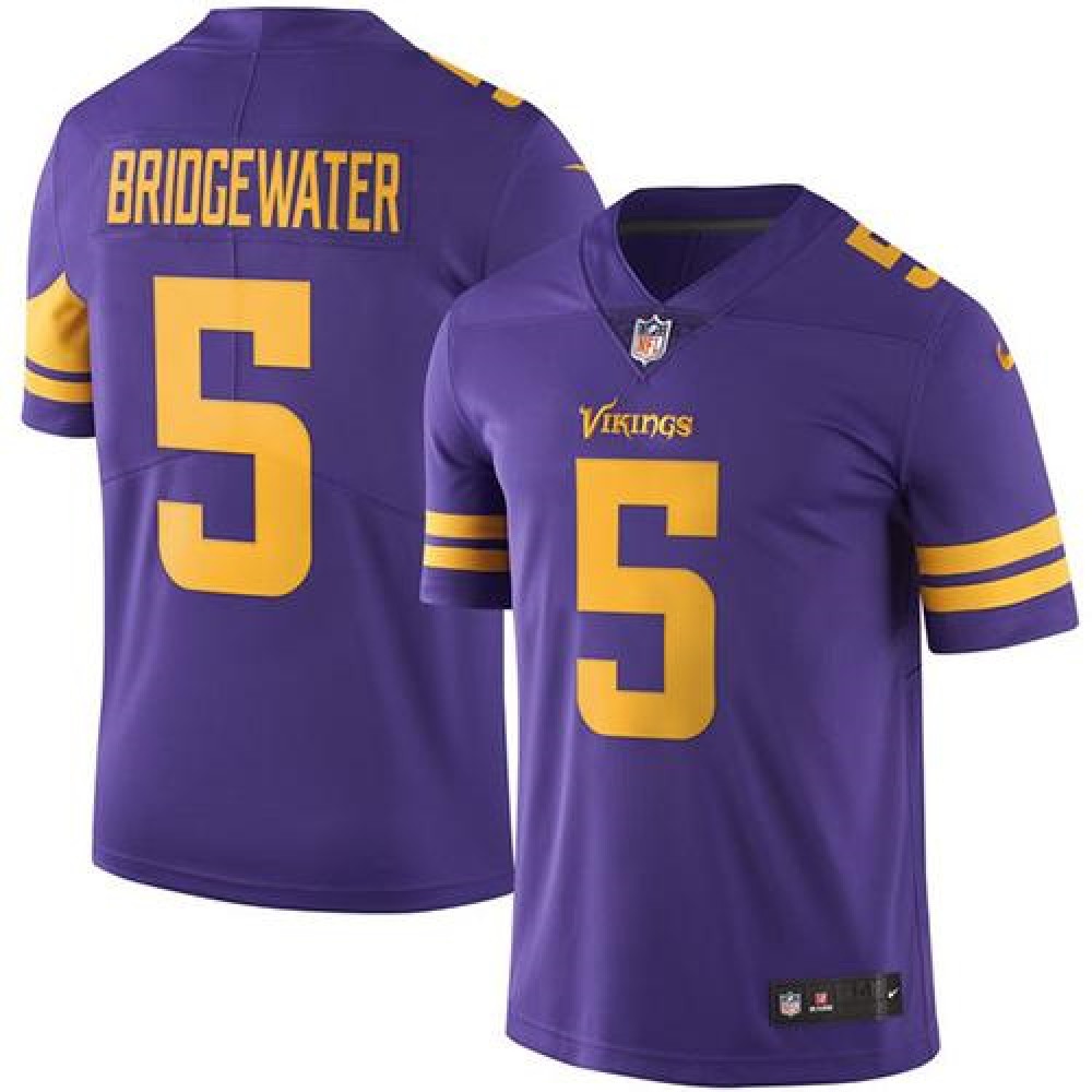Vikings #5 Teddy Bridgewater Purple Men's Stitched NFL Limited Rush Jersey