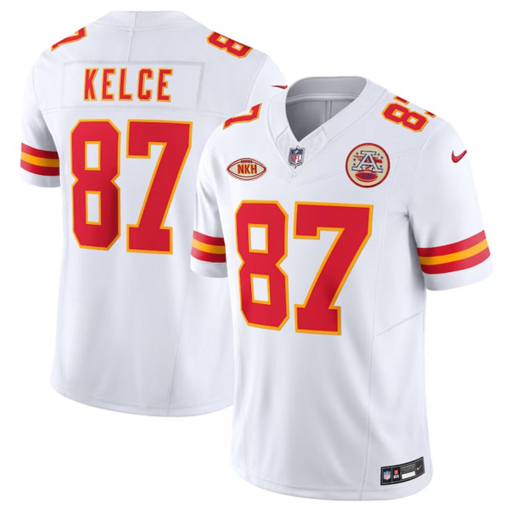 Men's Kansas City Chiefs #87 Travis Kelce White 2023 F.U.S.E. With 