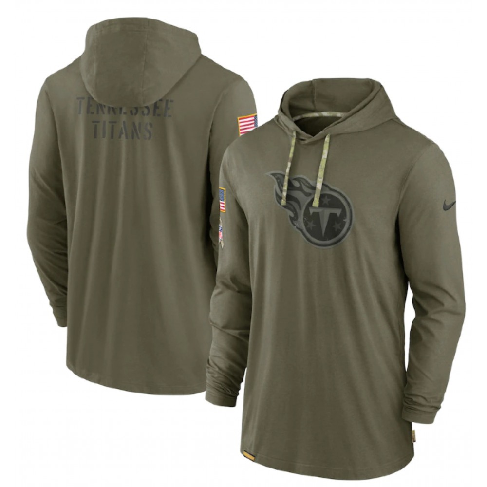Men's Tennessee Titans 2022 Olive Salute to Service Tonal Pullover Hoodie
