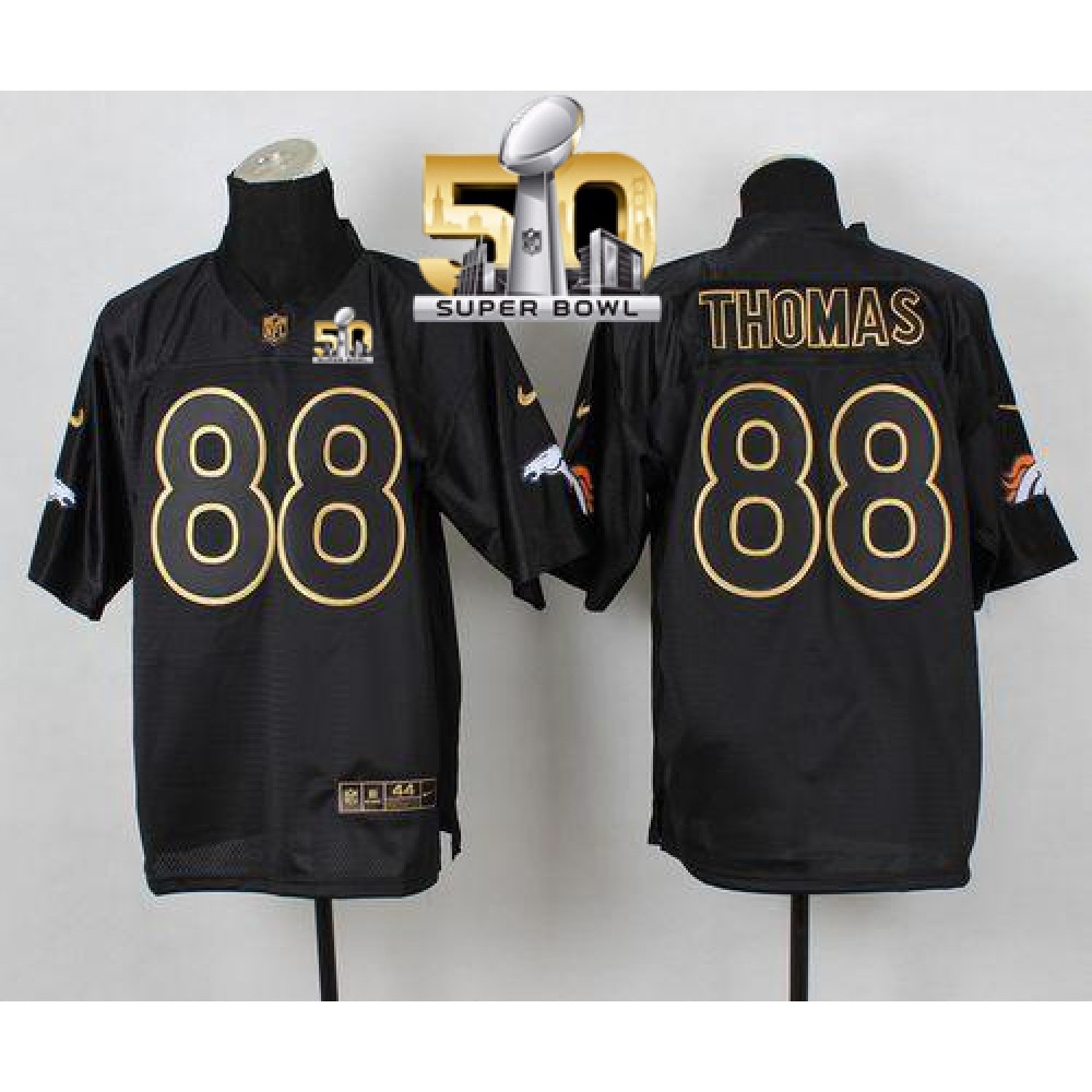 Broncos #88 Demaryius Thomas Black Gold No. Fashion Super Bowl 50 Men's Stitched NFL Elite Jersey