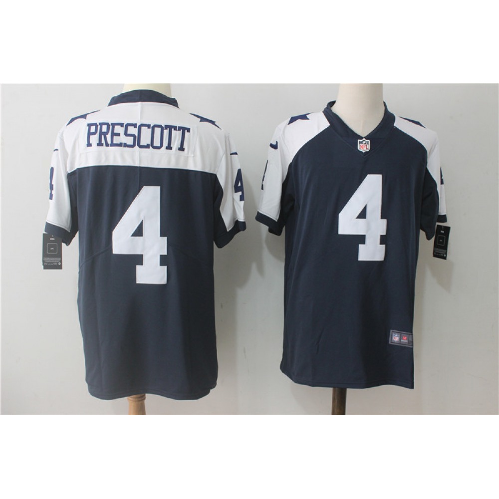 Men'sDallas Cowboys #4 Dak Prescott Navy Blue Thanksgiving Stitched NFL Vapor Untouchable Limited Throwback Jersey
